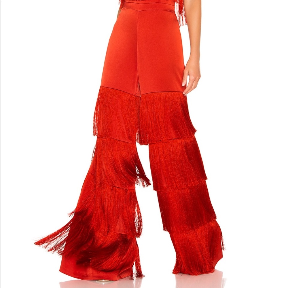 Red fringe sleeveless jumpsuit